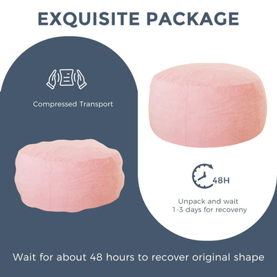 MAXYOYO Large Bean Bag Chair for Adults, Ultra Soft Fur Lazy Sofa with Foam Filling Living Room Bedroom, Pink