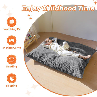 MAXYOYO 3-in-1 Kids Convertible Bean Bag Chair & Bed, Child Floor Sofa for Gaming, Reading, Dark Grey