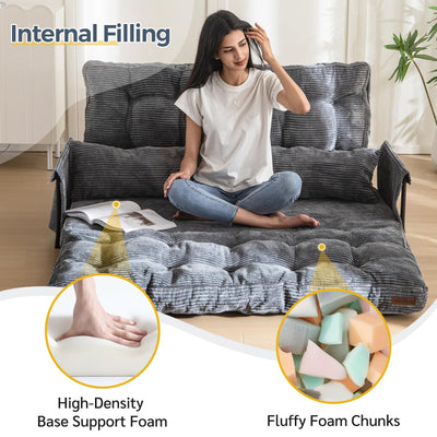 MAXYOYO Adjustable Floor Sofa Bed with 2 Pillows, Multi-Functional Bean Bag Sleeper Bed with Armrest for Reading Gaming, Dark Grey