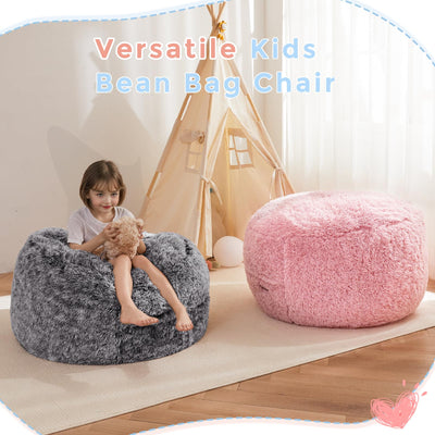 MAXYOYO Bean Bag Chair Bed for Kids, Plush Convertible Bean Bag Folds from Chair to Floor Mattress, Black