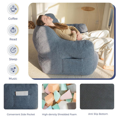MAXYOYO Bean Bag Chair, Tufted Bean Bag Chair with Boucle Fabric, Comfy Lazy Sofa with Filler for Adults Teens, Dusty Blue