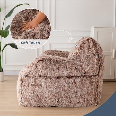 MAXYOYO Giant Bean Bag Chair, Faux Fur Stuffed Bean Bag Couch for Living Room, Coffee