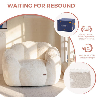 MAXYOYO Bean Bag Chair, Floral Shape Ultra Soft Faux Fur Petal Back Sofa for Adults, Single Size (Beige)