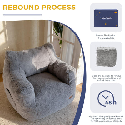 MAXYOYO Bean Bag Chair, Tufted Bean Bag Chair with Boucle Fabric, Comfy Lazy Sofa with Filler for Adults Teens, Grey