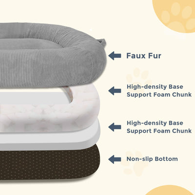 MAXYOYO Human Dog Bed, Corduroy Giant Bean Bag Dog Bed for Humans and Pets, Grey