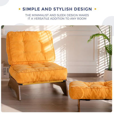 MAXYOYO Adjustable Accent Chair with Ottoman, Tufted Lounge Chair Set, Orange