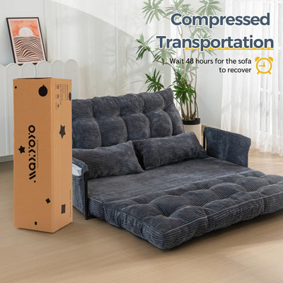 MAXYOYO Adjustable Floor Sofa Bed with 2 Pillows, Multi-Functional Bean Bag Sleeper Bed with Armrest for Reading Gaming, Dark Grey