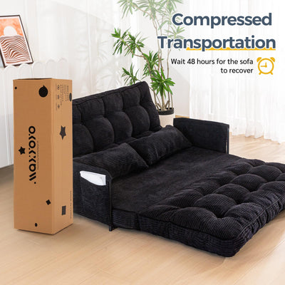 MAXYOYO Adjustable Floor Sofa Bed with 2 Pillows, Multi-Functional Bean Bag Sleeper Bed with Armrest for Reading Gaming, Black