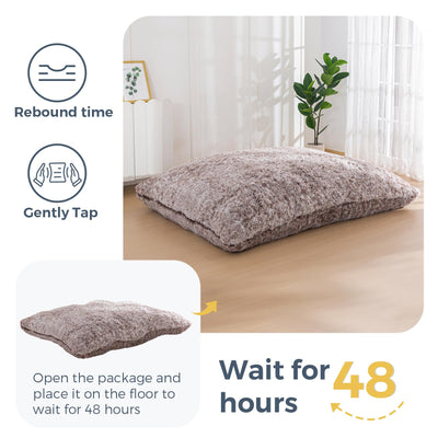 MAXYOYO 3 in 1 Bean Bag Chair, Giant Bean Bag Sofa Bed, Floor Mattress with High-Density Foam Filling, Coffee