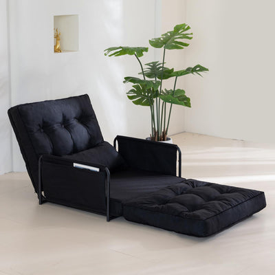 MAXYOYO Adjustable Floor Sofa Bed, Multi-Functional Folding Couch Bed with Pillows, Single Size, Black