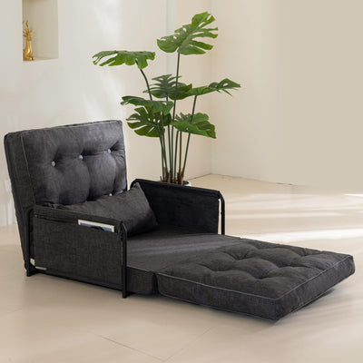 MAXYOYO Adjustable Floor Sofa Bed, Multi-Functional Folding Couch Bed with Pillows, Single Size, Grey