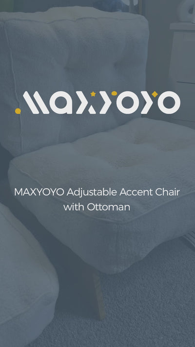 MAXYOYO Adjustable Accent Chair with Ottoman, Boucle Tufted Lounge Chair Set, Beige