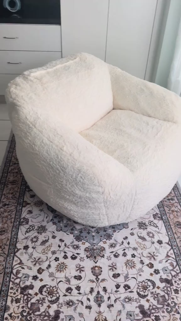 MAXYOYO Giant Bean Bag Chair with Pillow - Plush Huge Bean Bag Chair Couch (Zippered Link Pillow), Beige