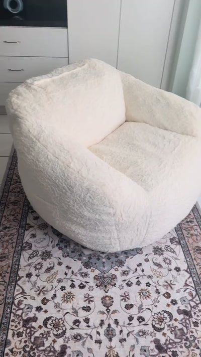 MAXYOYO Giant Bean Bag Chair with Pillow - Plush Huge Bean Bag Chair Couch (Zippered Link Pillow), Beige