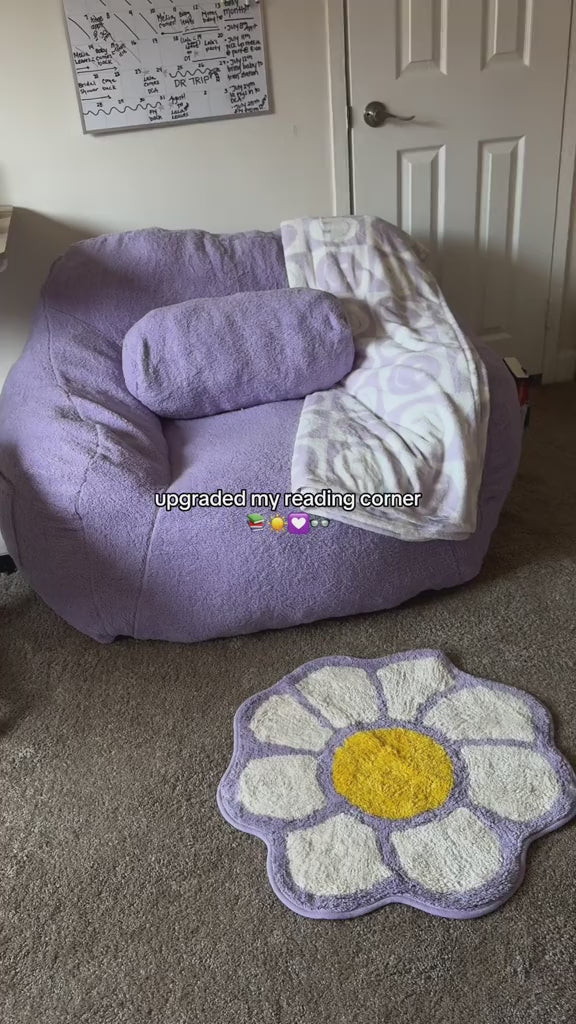 MAXYOYO Giant Bean Bag Chair with Pillow, Fuzzy Comfy Large Bean Bag Chair Couch for Reading and Gaming, Purple