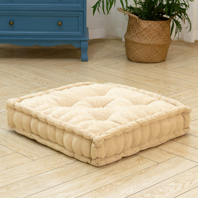 MAXYOYO Square Chenille Floor Pillow, Beige, 20"x20"x5.5"