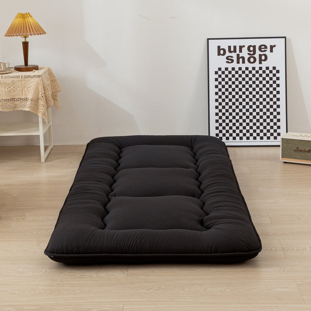 MAXYOYO Japanese Floor Mattress Futon Mattress, Thicken Sleeping Pad Foldable Roll Up Floor Futon For Adults Tatami Mat Dormitory Bed Lounger, Dusty Blue, Queen Size