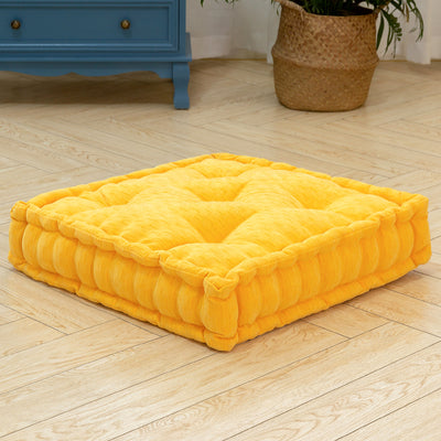MAXYOYO Square Chenille Floor Pillow, Yellow, 20"x20"x5.5"