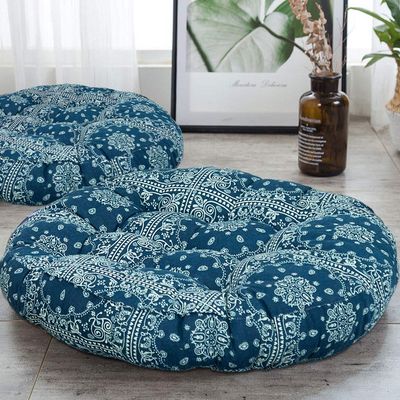 MAXYOYO Boho Floor Cushion, Navy Blue, 22 Inch