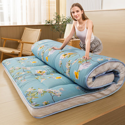 MAXYOYO Rustic Floral Korean Padded Japanese Futon Mattress, Quilted Bed Mattress Topper, Folding Sleeping Pad Guest Bed for Camping Couch