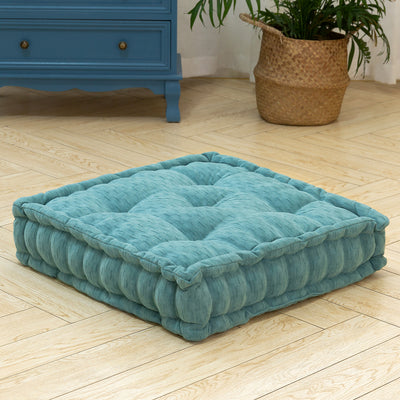 MAXYOYO Square Chenille Floor Pillow, Turquoise, 20"x20"x5.5"