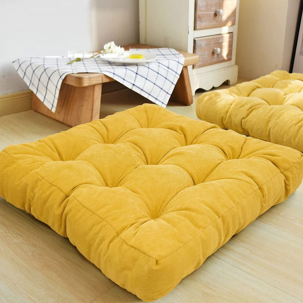 MAXYOYO Solid Square Seat Cushion, Yellow, 22x22 inch