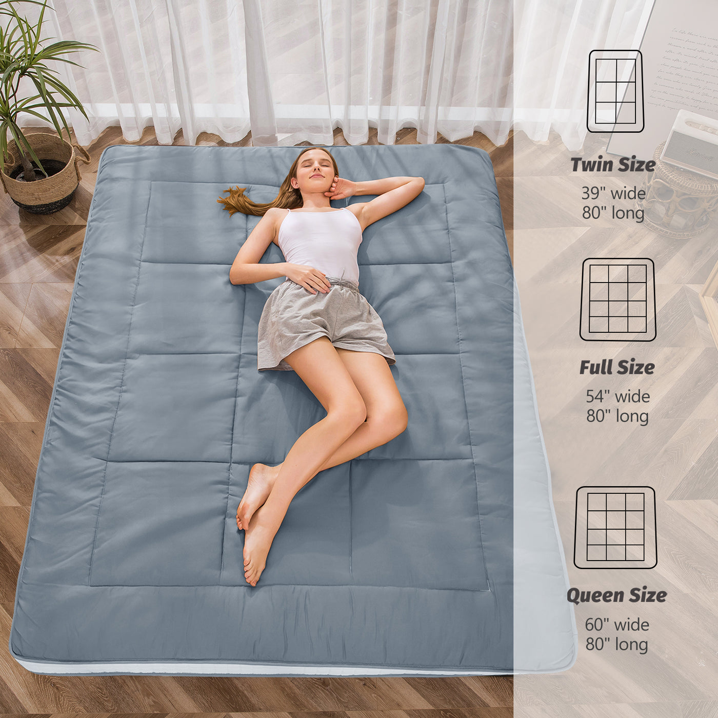 futon mattress#color_blue-gray