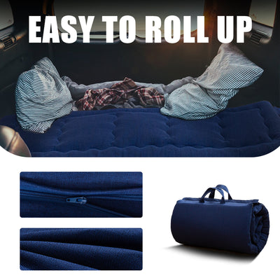 MAXYOYO Roll Up Camping Mattress, Carry Handle Foldable Futon Mattress Outdoor Indoor Roll Out Pad, Navy