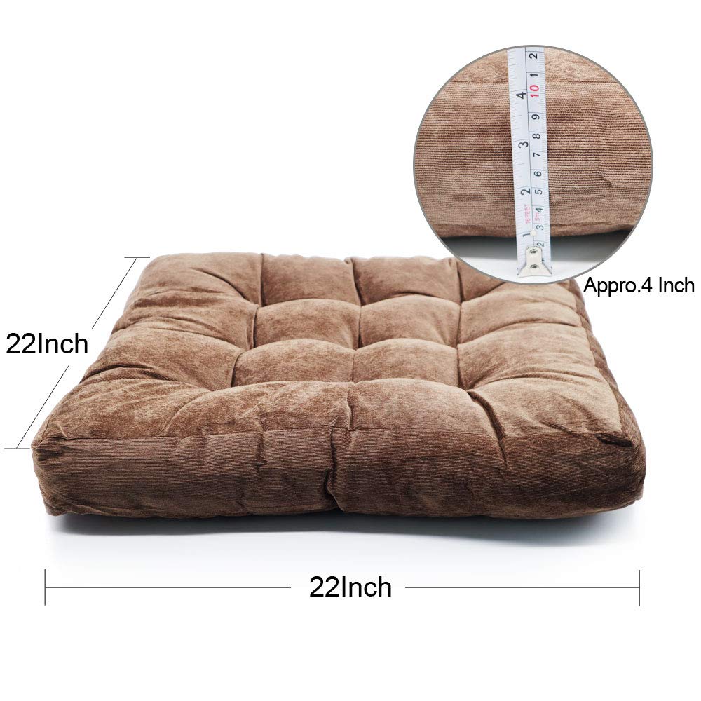 MAXYOYO Floor Pillow, Square Meditation Seat Cushion, Coffee, 22x22 Inch
