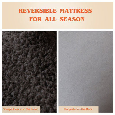 MAXYOYO Sherpa Fleece Japanese Floor Mattress Roll Up Futon Mattress, Dark Grey