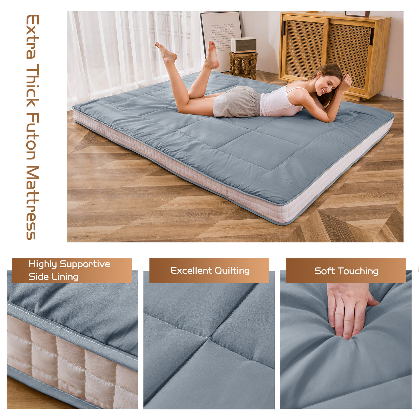 futon mattress#color_blue-gray