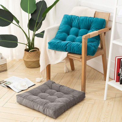 MAXYOYO Floor Pillow, Grey Square Tufted Seat Cushion, 22x22 inch