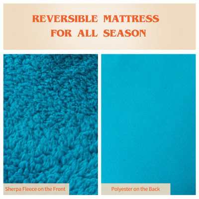 MAXYOYO Sherpa Fleece Japanese Floor Mattress Roll Up Futon Mattress, Turquoise