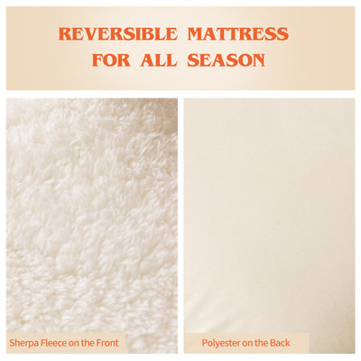 MAXYOYO Sherpa Fleece Japanese Floor Mattress Roll Up Futon Mattress, Beige