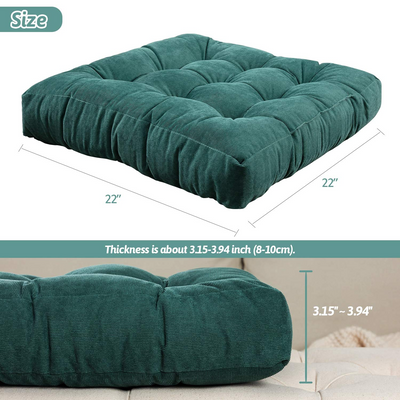 MAXYOYO Solid Square Seat Cushion, Dark Green, 22x22 inch
