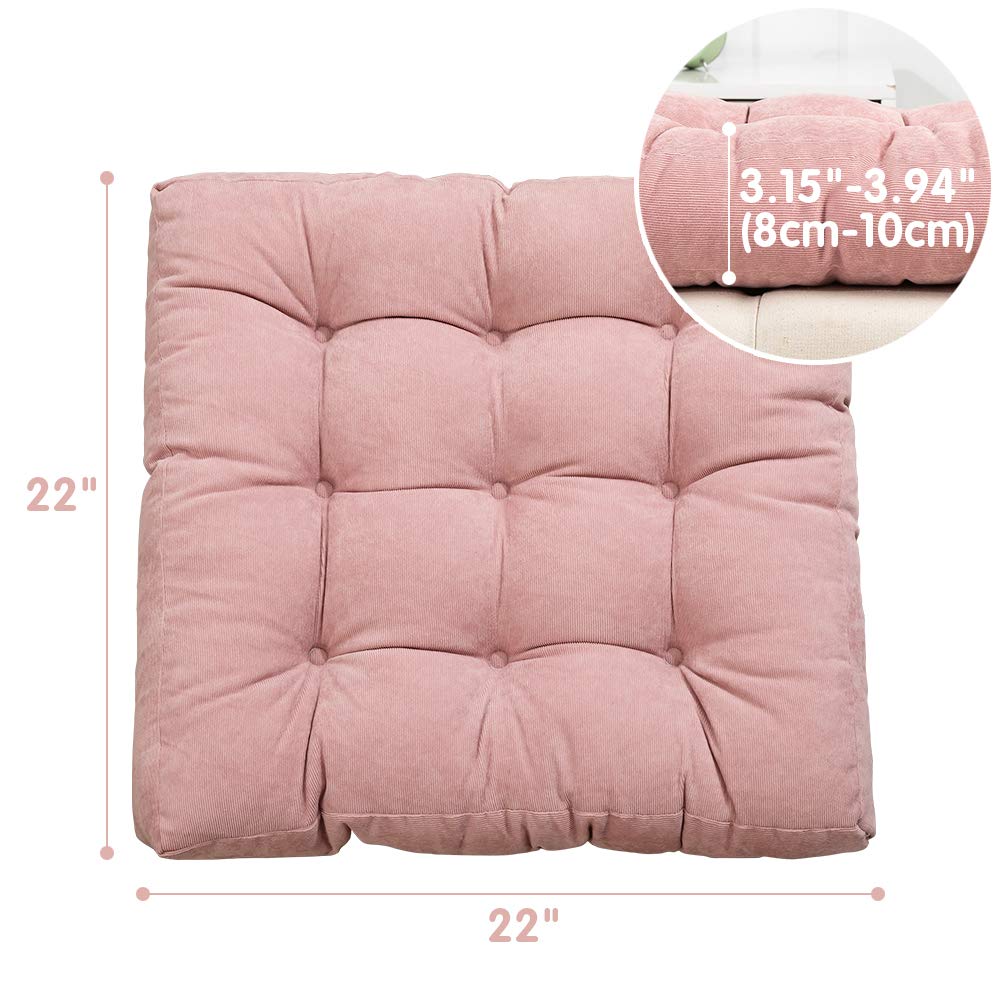 MAXYOYO Solid Square Seat Cushion, Pink, 22x22 inch