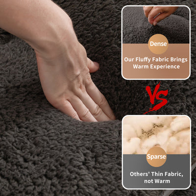 MAXYOYO Sherpa Fleece Japanese Floor Mattress Roll Up Futon Mattress, Dark Grey