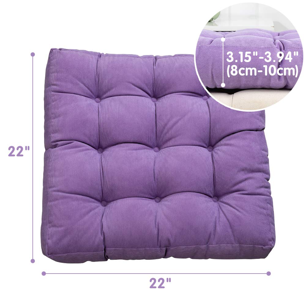 MAXYOYO Solid Square Seat Cushion, Purple, 22x22 inch