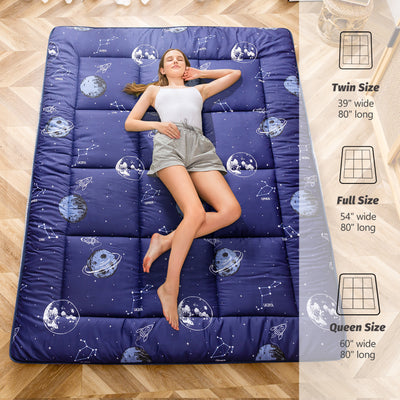 MAXYOYO Padded Japanese Floor Mattress,  Navy Space Adventure