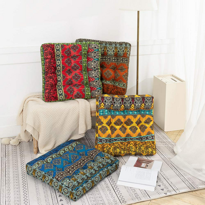 MAXYOYO Square Bohemian Floor Cushion, for Yoga Living Room Sofa Balcony Outdoor, Red, 22x22 Inch