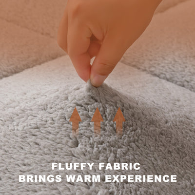 MAXYOYO Sherpa Fleece Padded Japanese Floor Mattress, Fluffy Futon Mattress for All Seasons, Grey