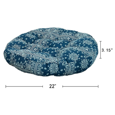 MAXYOYO Boho Floor Cushion, Navy Blue, 22 Inch