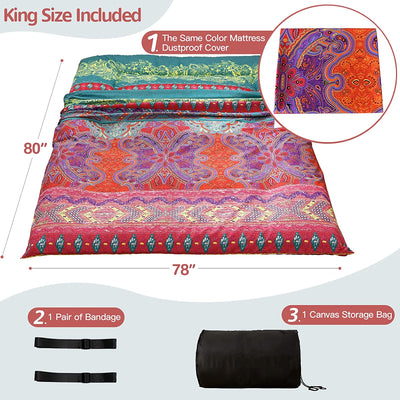 MAXYOYO Bohemian Retro Floor Mattress Boho Floral Style Japanese Futon Mattress