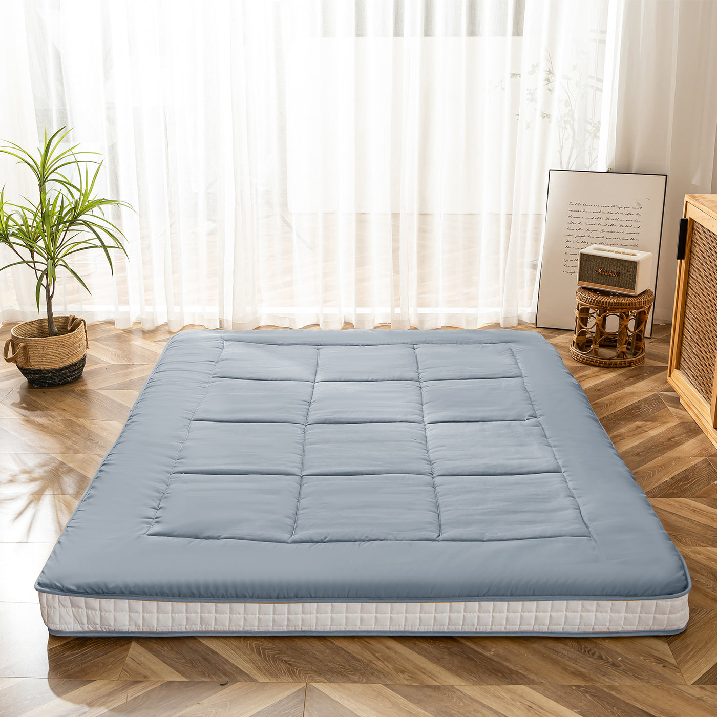 futon mattress#color_blue-gray