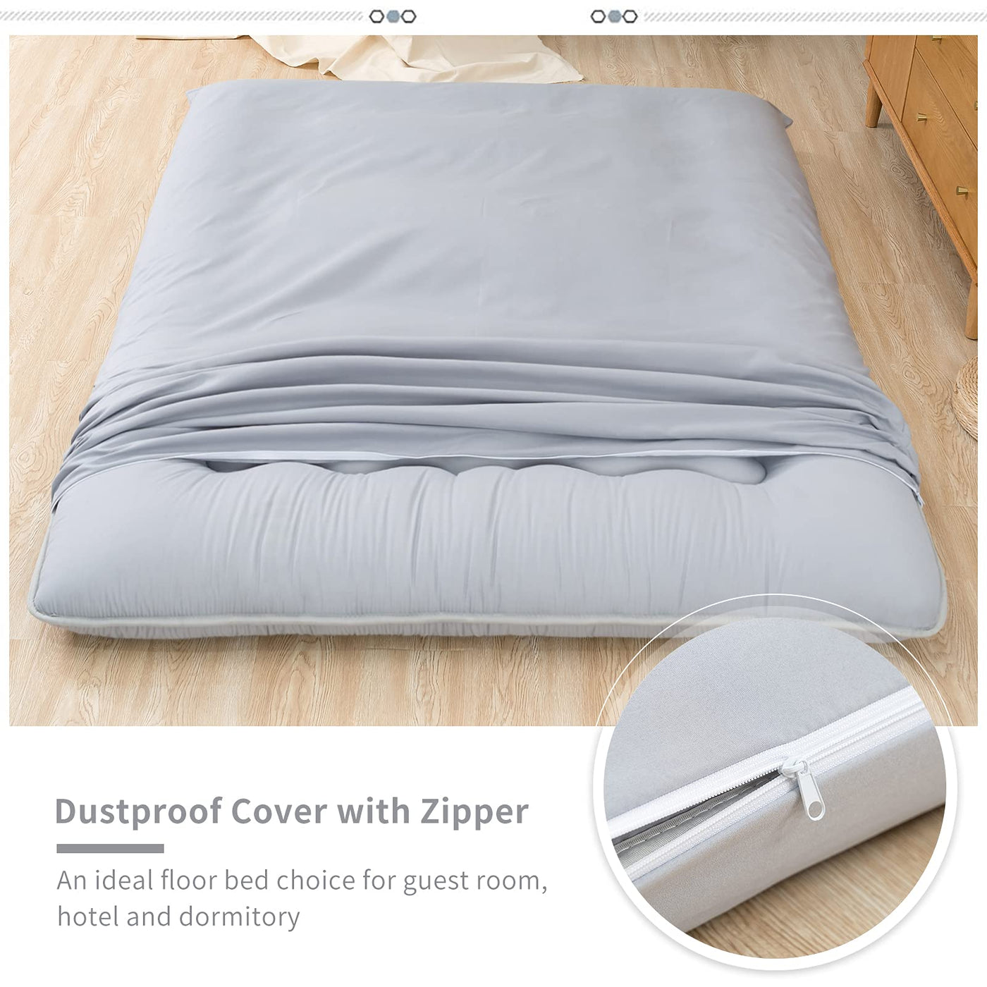 MAXYOYO Traditional Japanese Futon Mattress, Grey