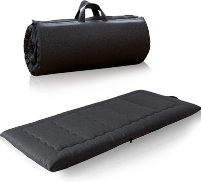 MAXYOYO Roll Up Camping Mattress, Carry Handle Foldable Futon Mattress Outdoor Indoor Roll Out Pad, Dark Grey