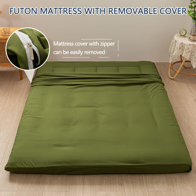 MAXYOYO Japanese Floor Mattress for Adults, 4" Thick Roll Up Floor Bed Futon Mattress Shikibuton, Green