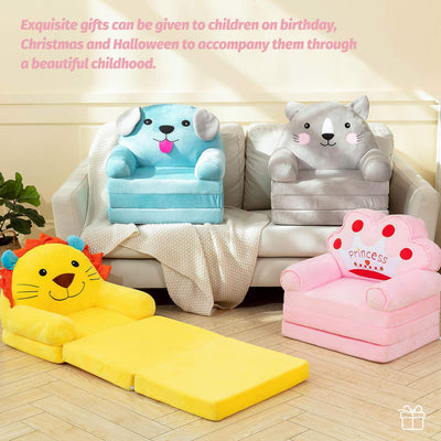 MAXYOYO Cartoon Foldable Kids Sofa, Plush Cat Shape Children Armchair