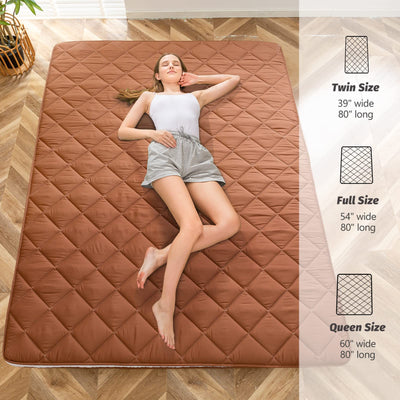 MAXYOYO Japanese Floor Futon Mattress, Diamond Patterned Roll Up Folding Floor Bed, Coffee